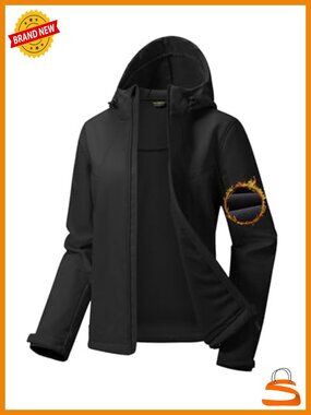 Waterproof Softshell Jacket Fleece Lined Hooded Windproof Rain Jacket Hiking